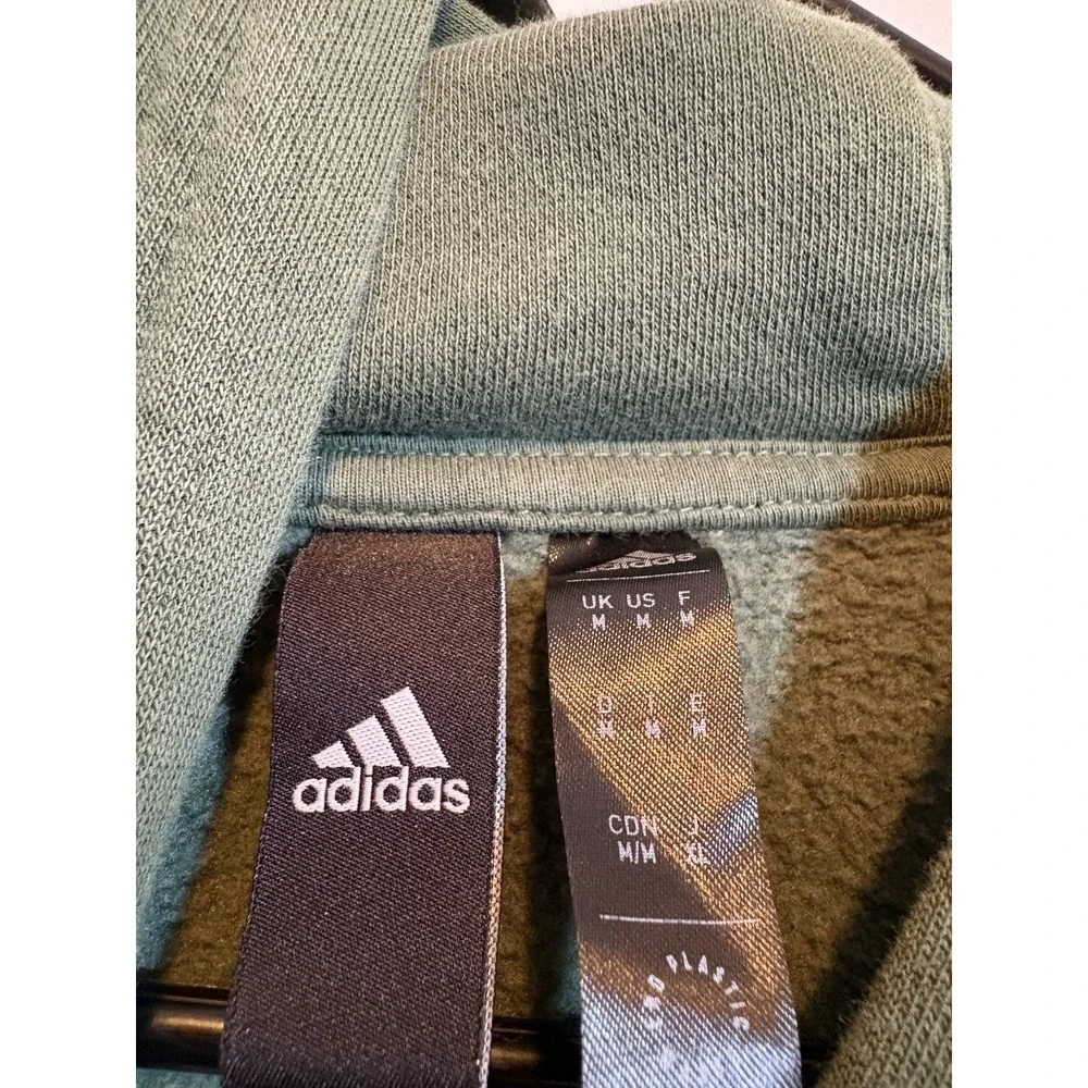 Adidas Green Hoodie Speckled Logo Stadium Fleece M Athleisure Cozy Sporty Relax